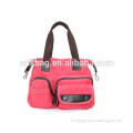Canvas ladies fashion bags with leather decoration